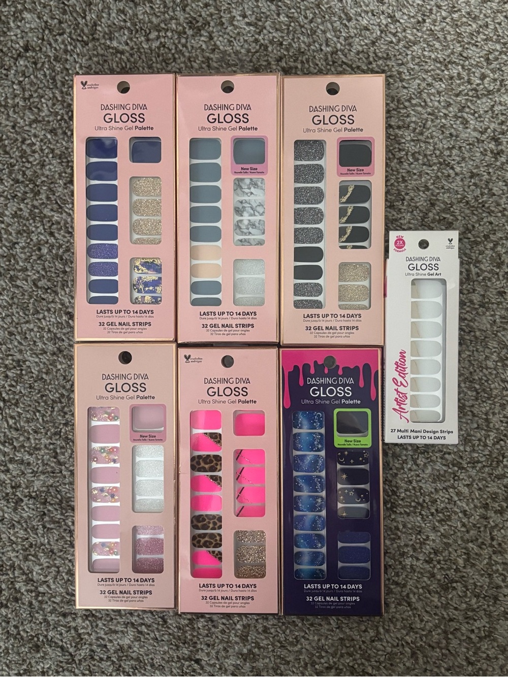 NWT Lot of 7 Assorted Dashing Diva Gloss Gel Nail Strips